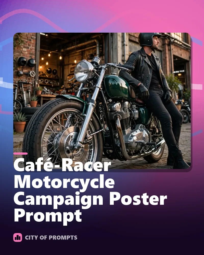 Cover image for Café-Racer Motorcycle Campaign Poster Prompt