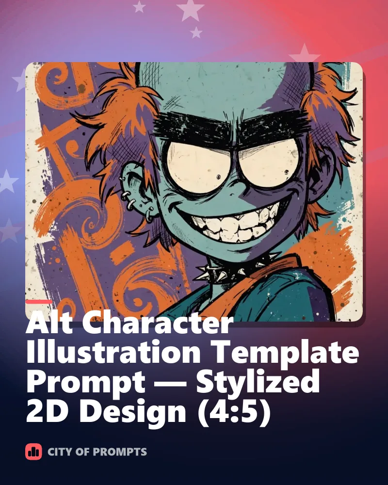 Cover image for Alt Character Illustration Template Prompt — Stylized 2D Design (4:5)