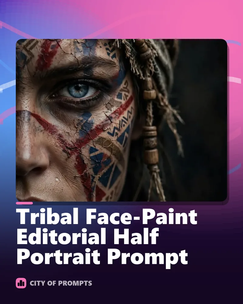 Cover image for Tribal Face-Paint Editorial Half Portrait Prompt