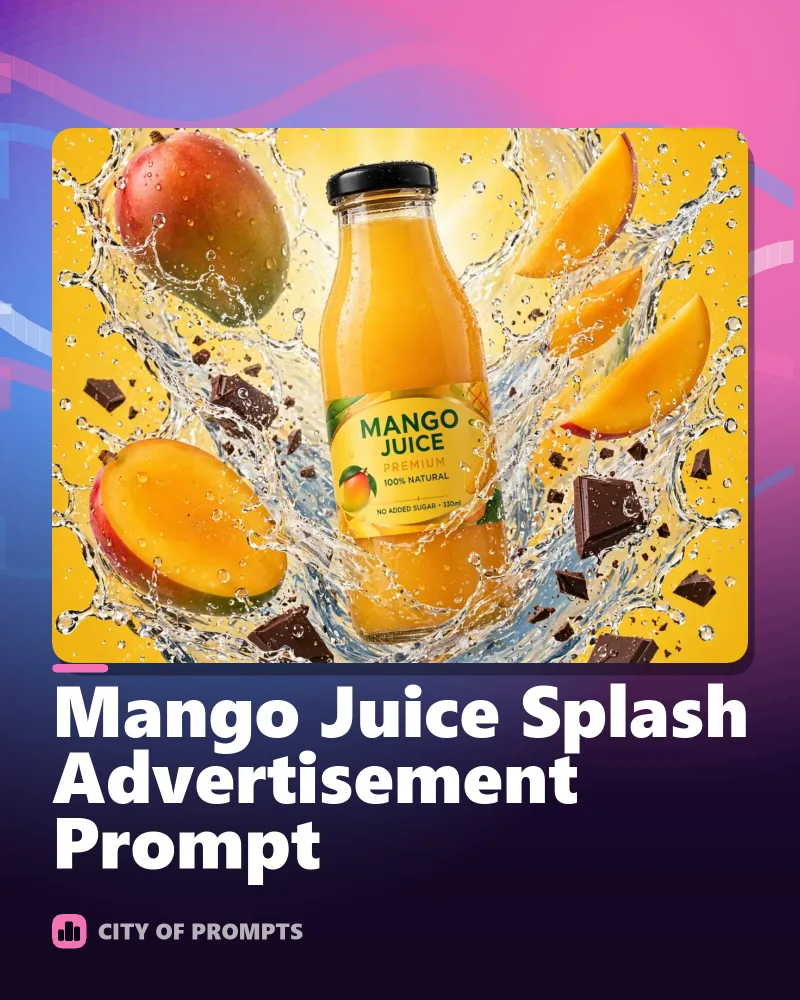 Cover image for Mango Juice Splash Advertisement Prompt