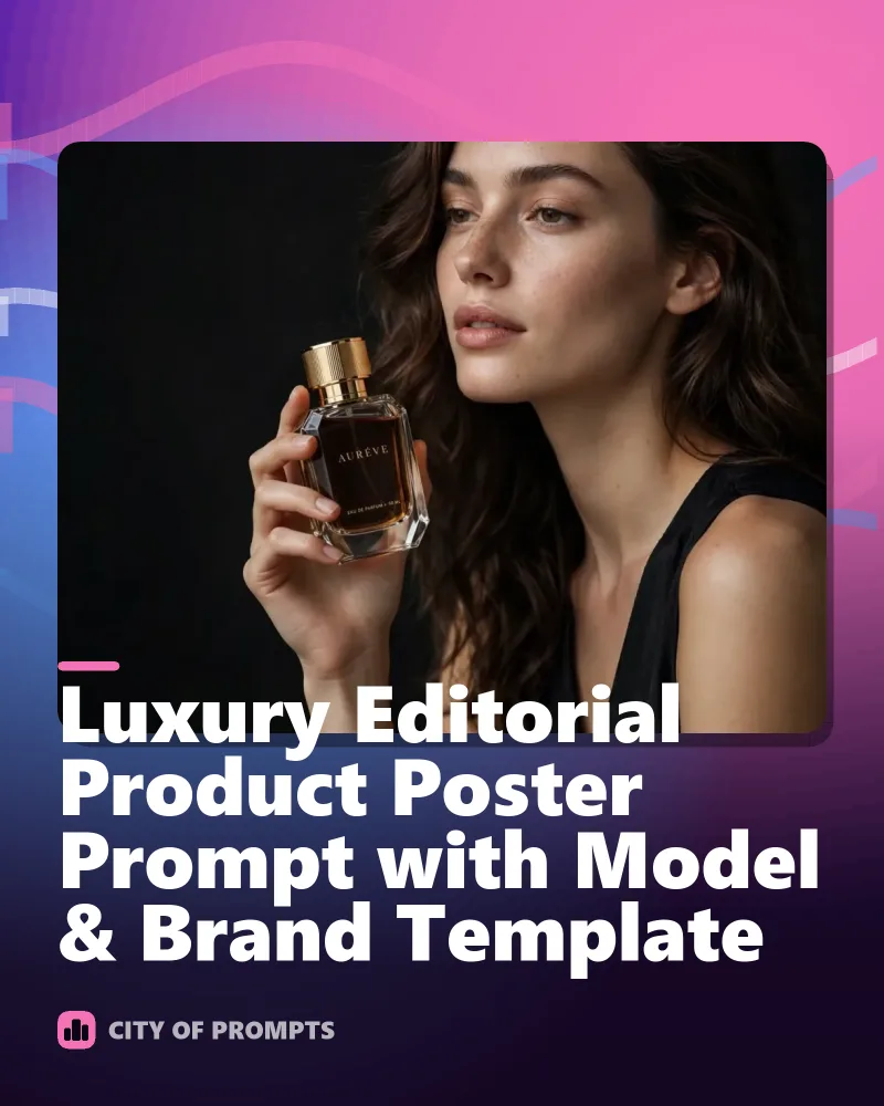 Cover image for Luxury Editorial Product Poster Prompt with Model & Brand Template