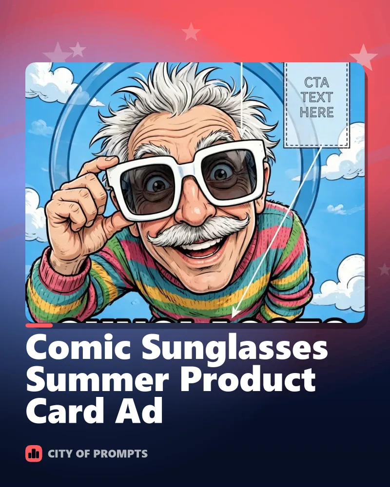Cover image for Comic Sunglasses Summer Product Card Ad