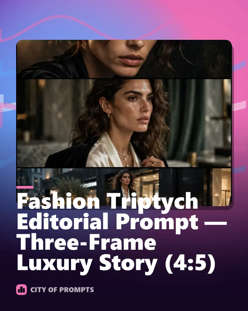Cover image for Fashion Triptych Editorial Prompt — Three-Frame Luxury Story (4:5)