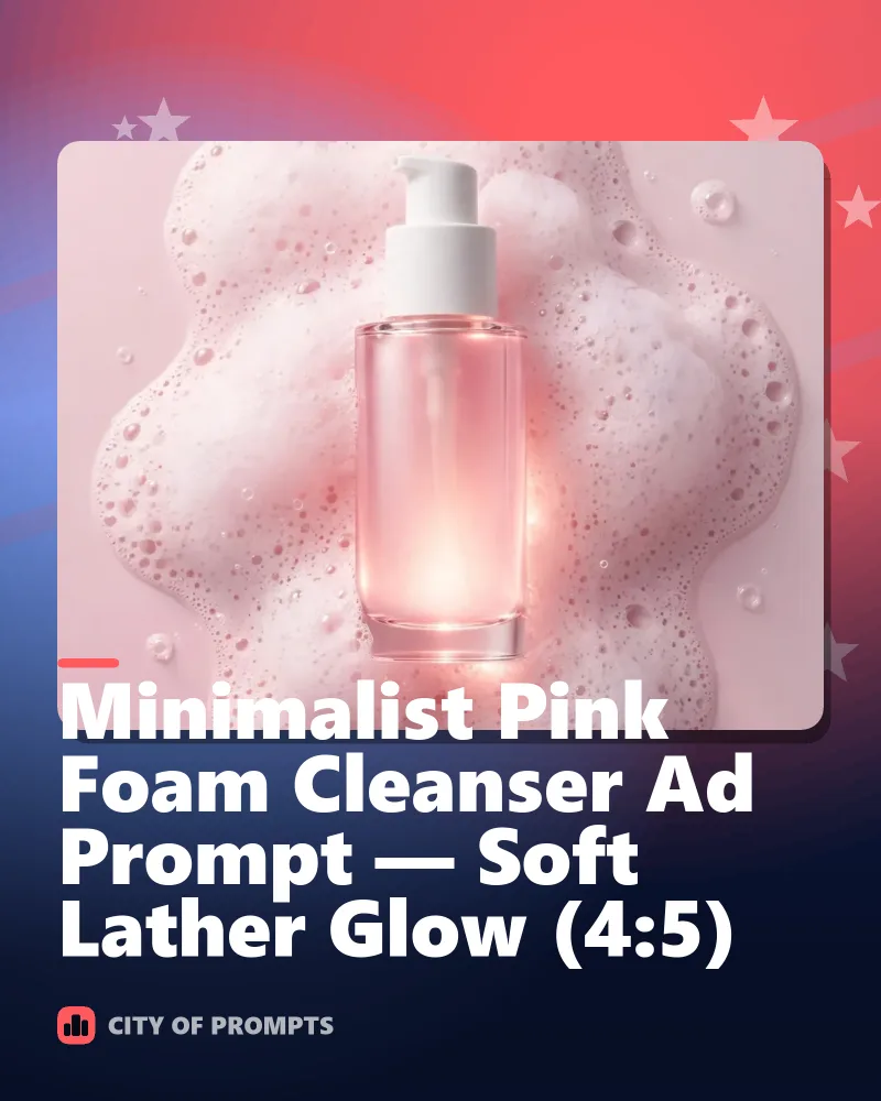 Cover image for Minimalist Pink Foam Cleanser Ad Prompt — Soft Lather Glow (4:5)