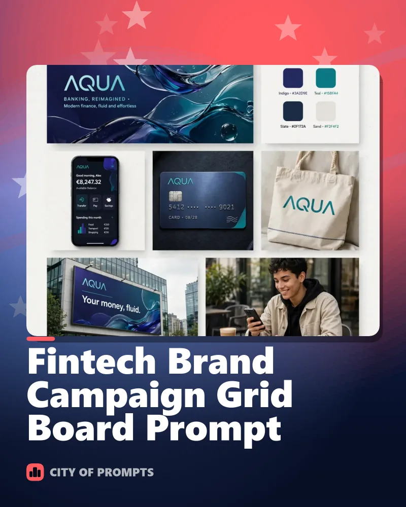 Cover image for Fintech Brand Campaign Grid Board Prompt