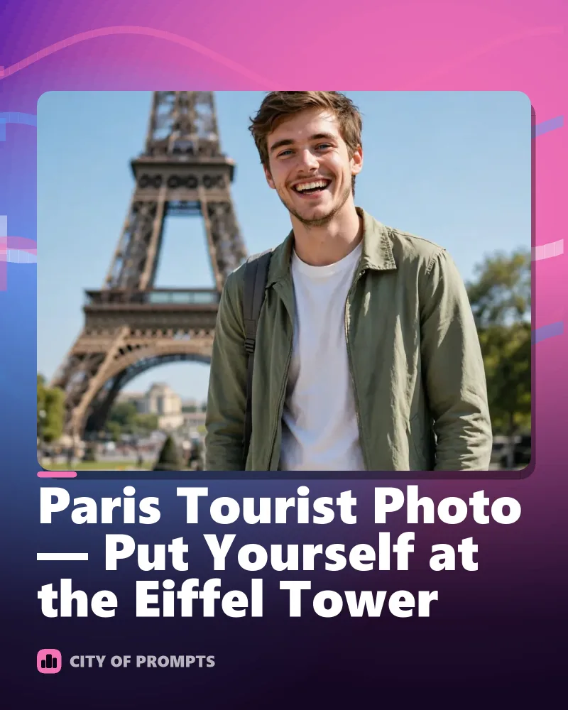 Cover image for Paris Tourist Photo — Put Yourself at the Eiffel Tower