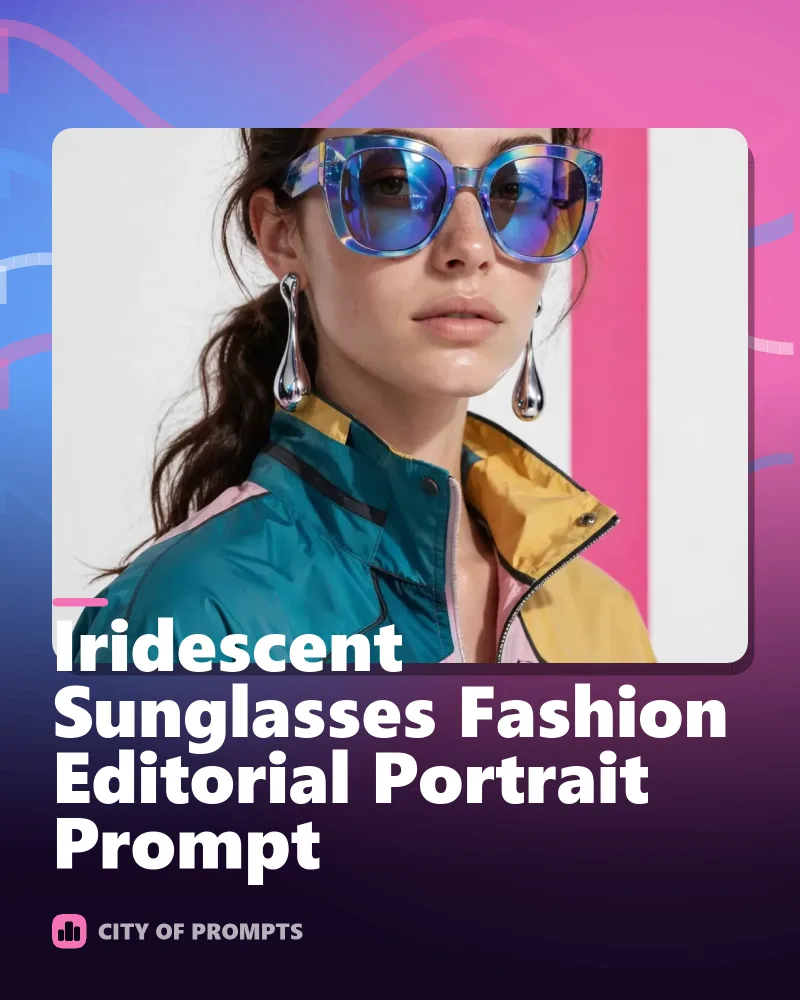 Cover image for Iridescent Sunglasses Fashion Editorial Portrait Prompt