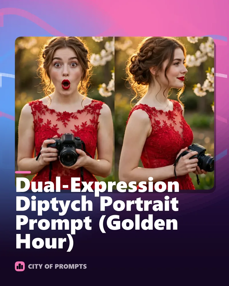 Cover image for Dual-Expression Diptych Portrait Prompt (Golden Hour)