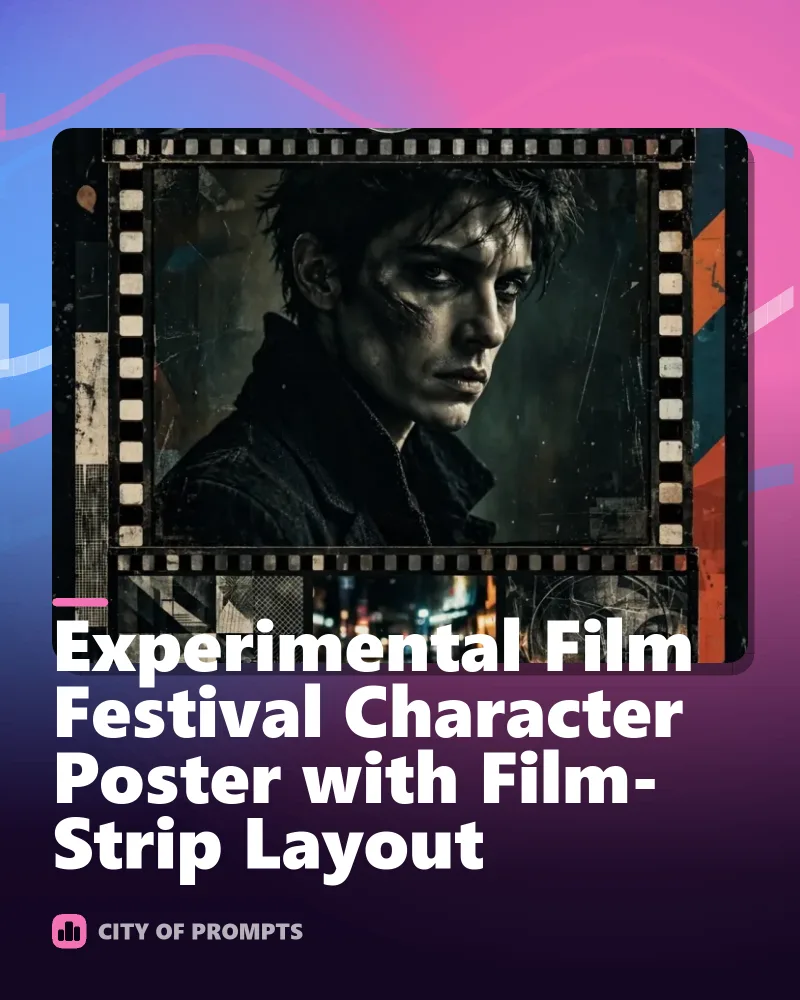 Cover image for Experimental Film Festival Character Poster with Film-Strip Layout