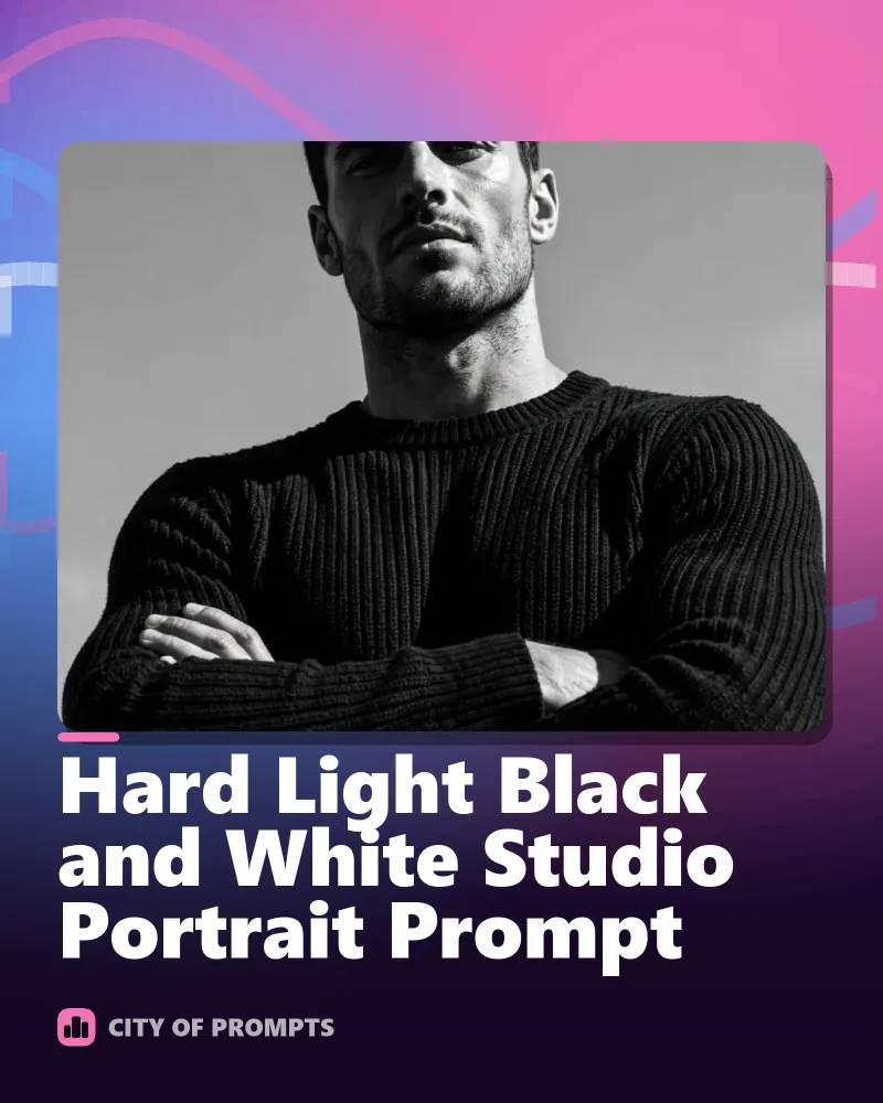 Cover image for Hard Light Black and White Studio Portrait Prompt