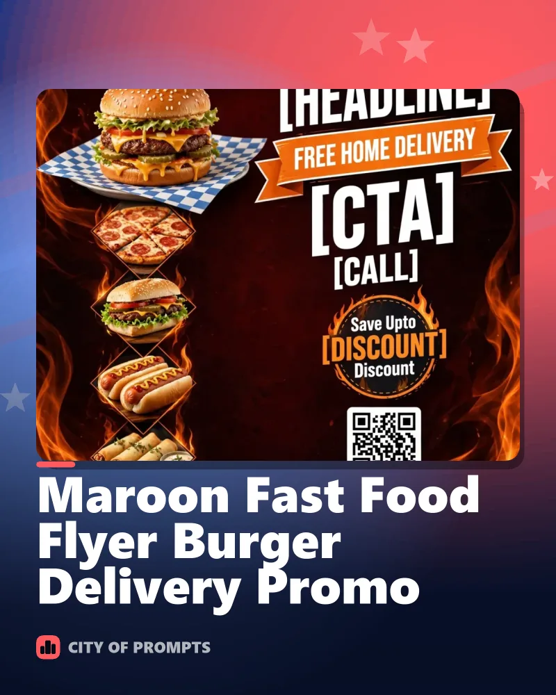 Cover image for Maroon Fast Food Flyer Burger Delivery Promo