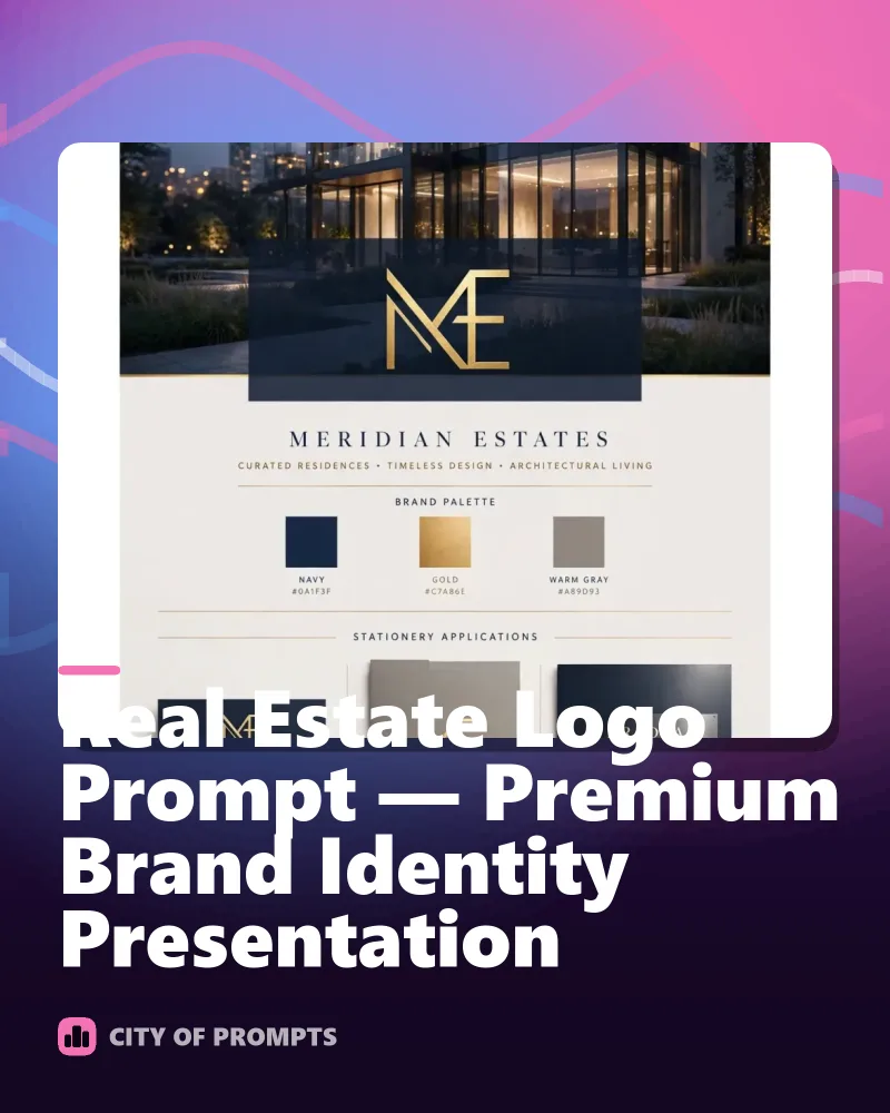 Cover image for Real Estate Logo Prompt — Premium Brand Identity Presentation