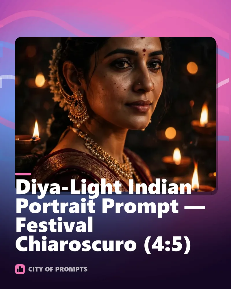 Cover image for Diya-Light Indian Portrait Prompt — Festival Chiaroscuro (4:5)