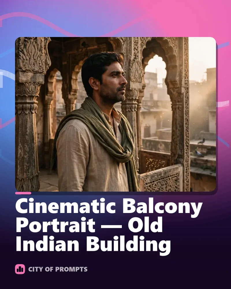 Cover image for Cinematic Balcony Portrait — Old Indian Building
