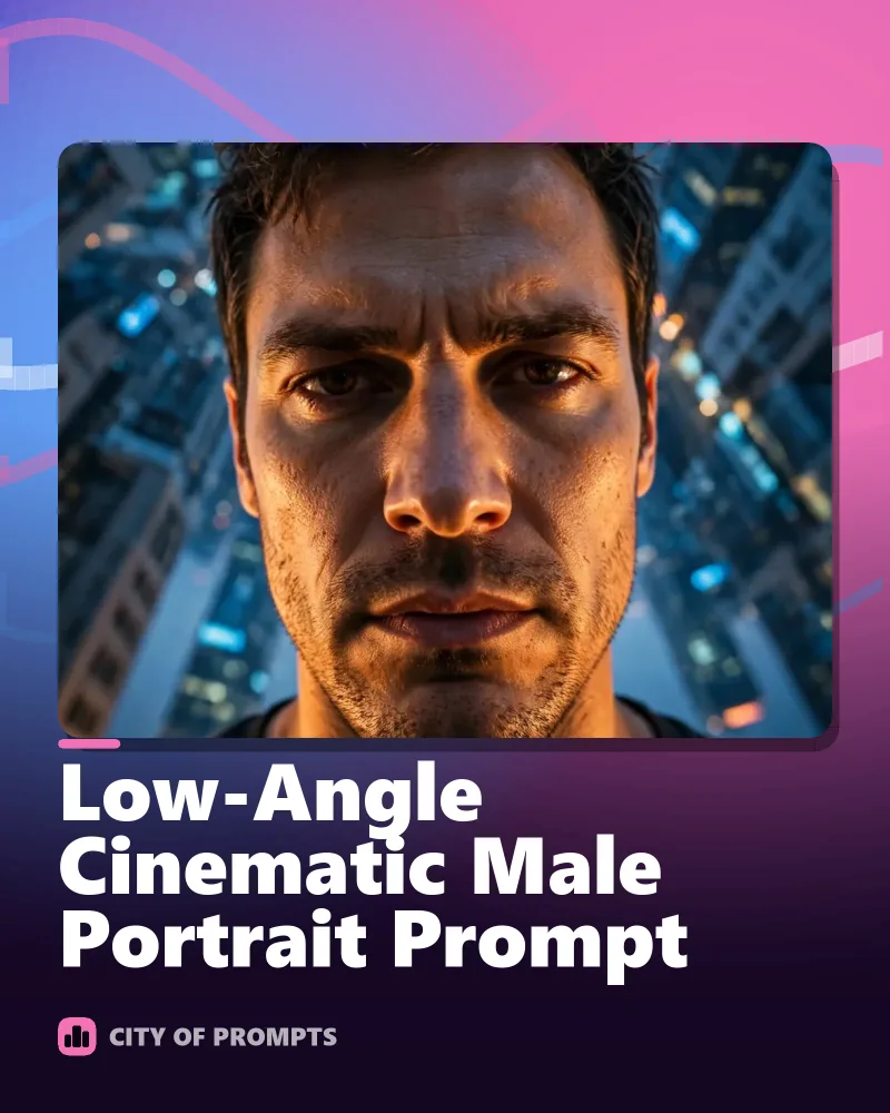 Cover image for Low-Angle Cinematic Male Portrait Prompt