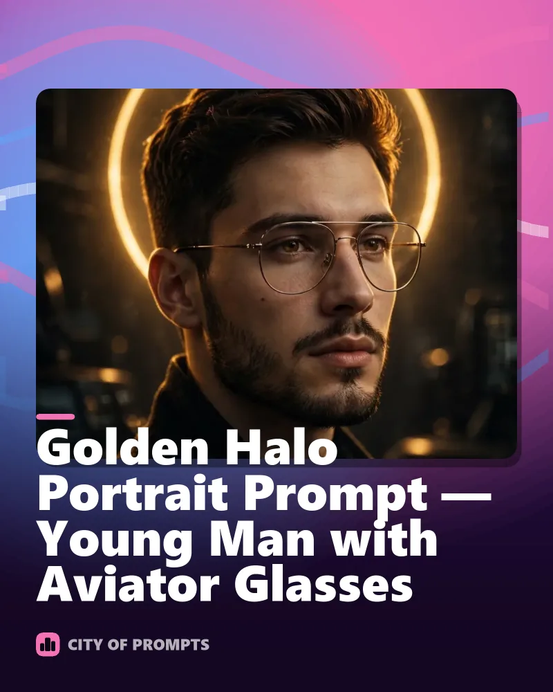 Cover image for Golden Halo Portrait Prompt — Young Man with Aviator Glasses
