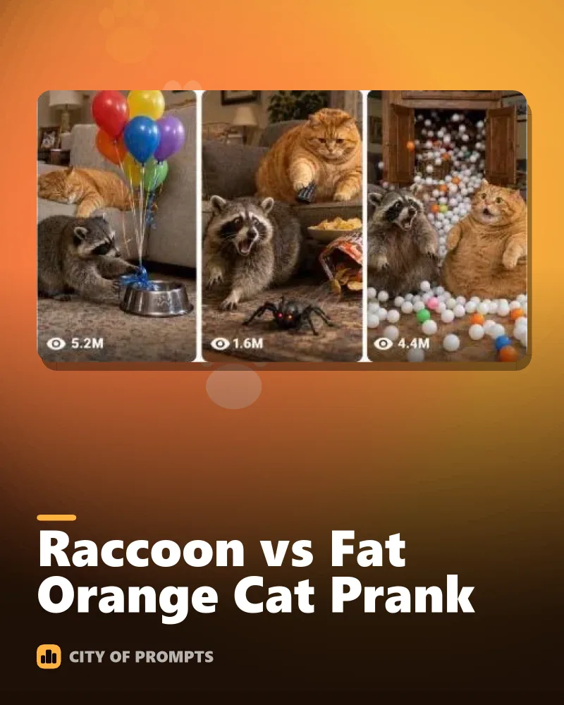 Cover image for Raccoon vs Fat Orange Cat Prank