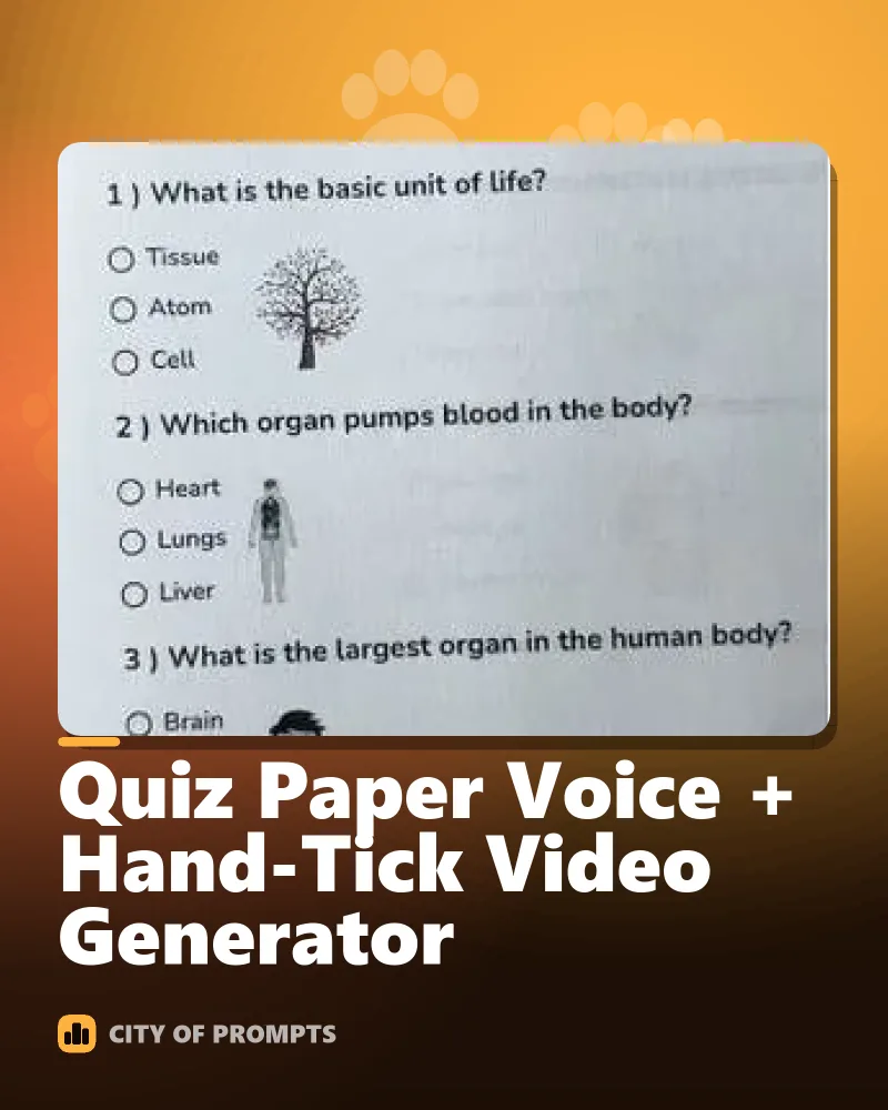Cover image for Quiz Paper Voice + Hand-Tick Video Generator