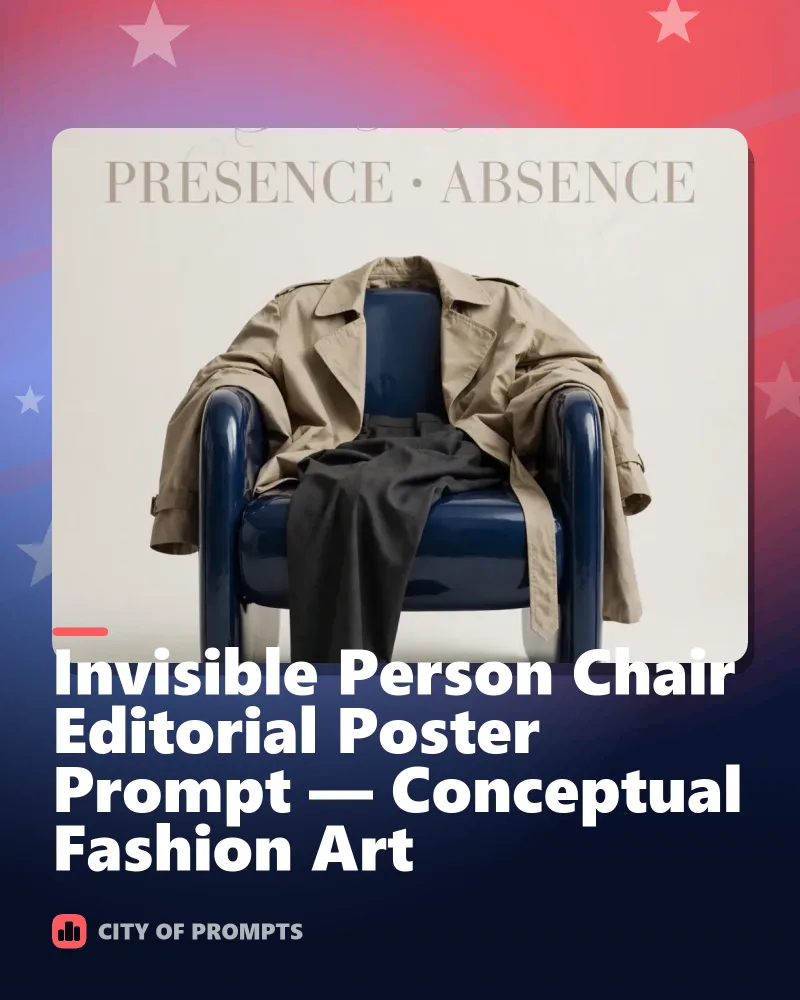 Cover image for Invisible Person Chair Editorial Poster Prompt — Conceptual Fashion Art