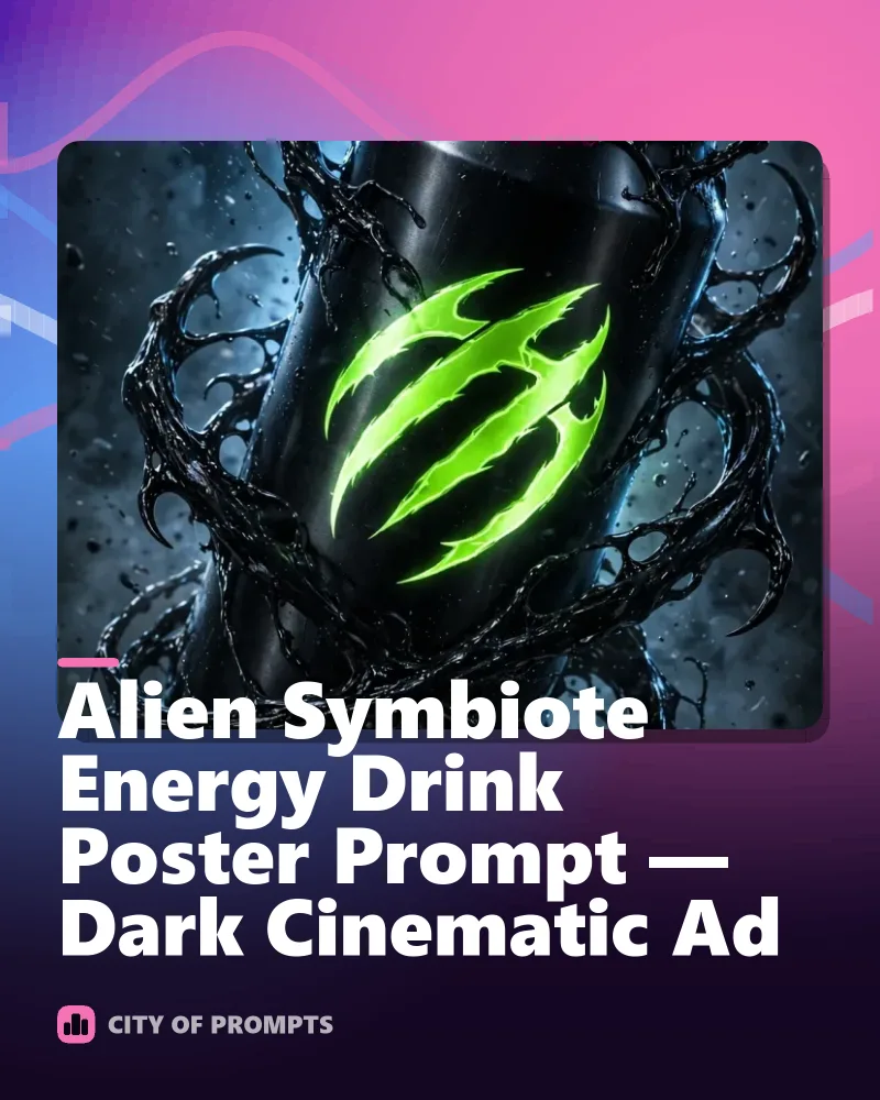 Cover image for Alien Symbiote Energy Drink Poster Prompt — Dark Cinematic Ad