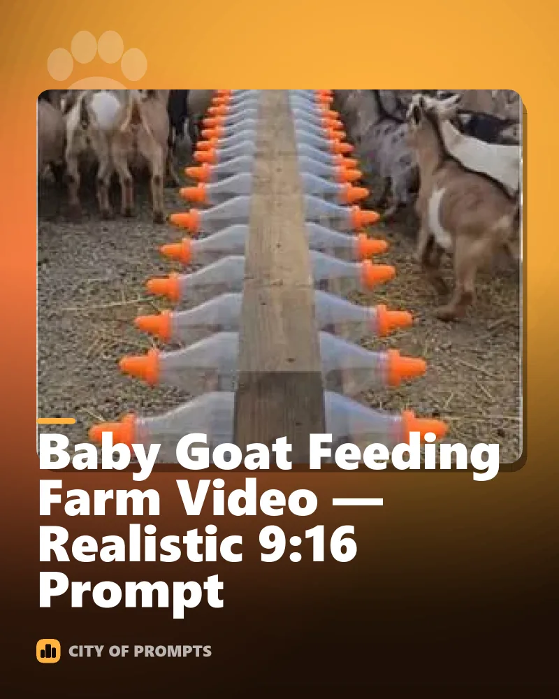 Cover image for Baby Goat Feeding Farm Video — Realistic 9:16 Prompt