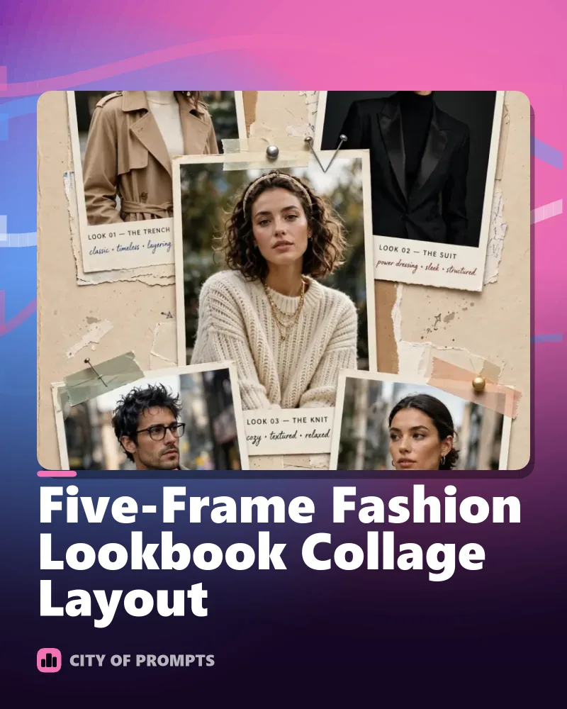 Cover image for Five-Frame Fashion Lookbook Collage Layout