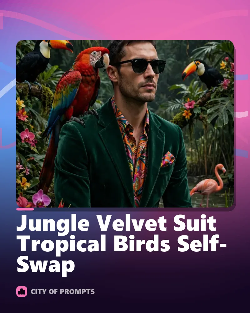 Cover image for Jungle Velvet Suit Tropical Birds Self-Swap