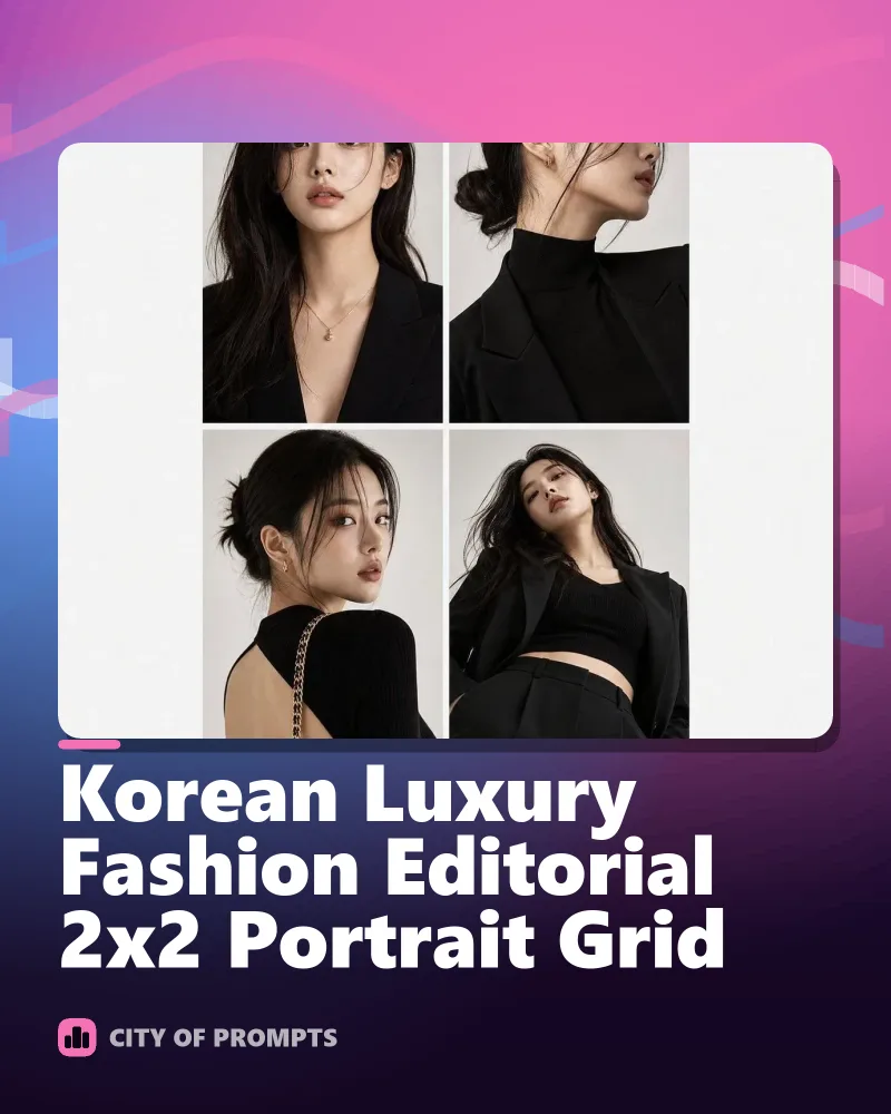 Cover image for Korean Luxury Fashion Editorial 2x2 Portrait Grid