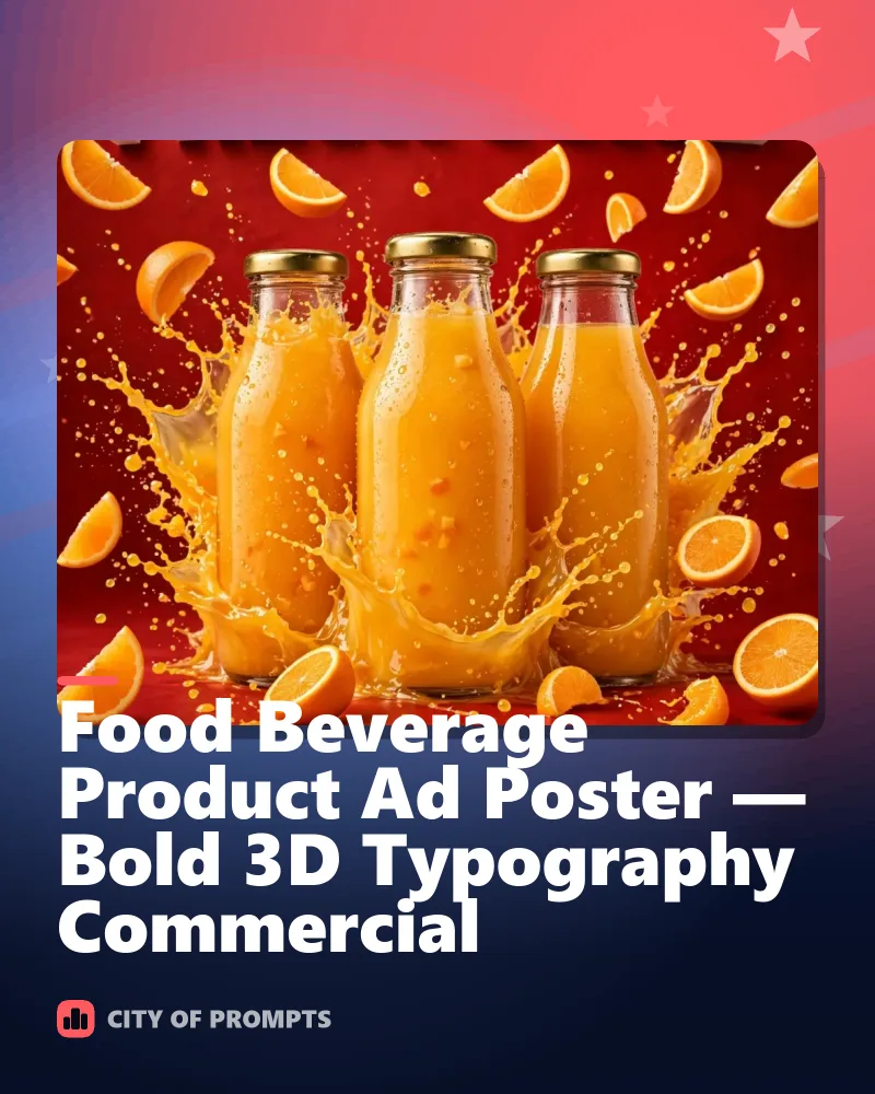 Cover image for Food Beverage Product Ad Poster — Bold 3D Typography Commercial
