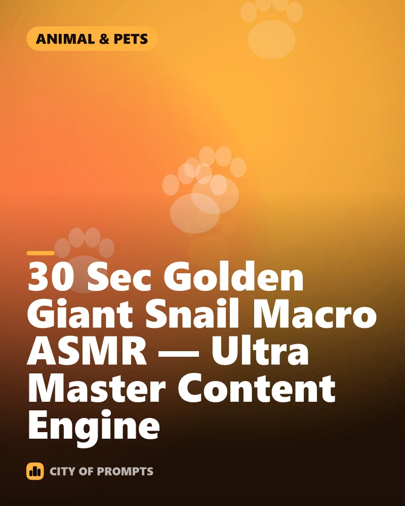 Cover image for 30 Sec Golden Giant Snail Macro ASMR — Ultra Master Content Engine