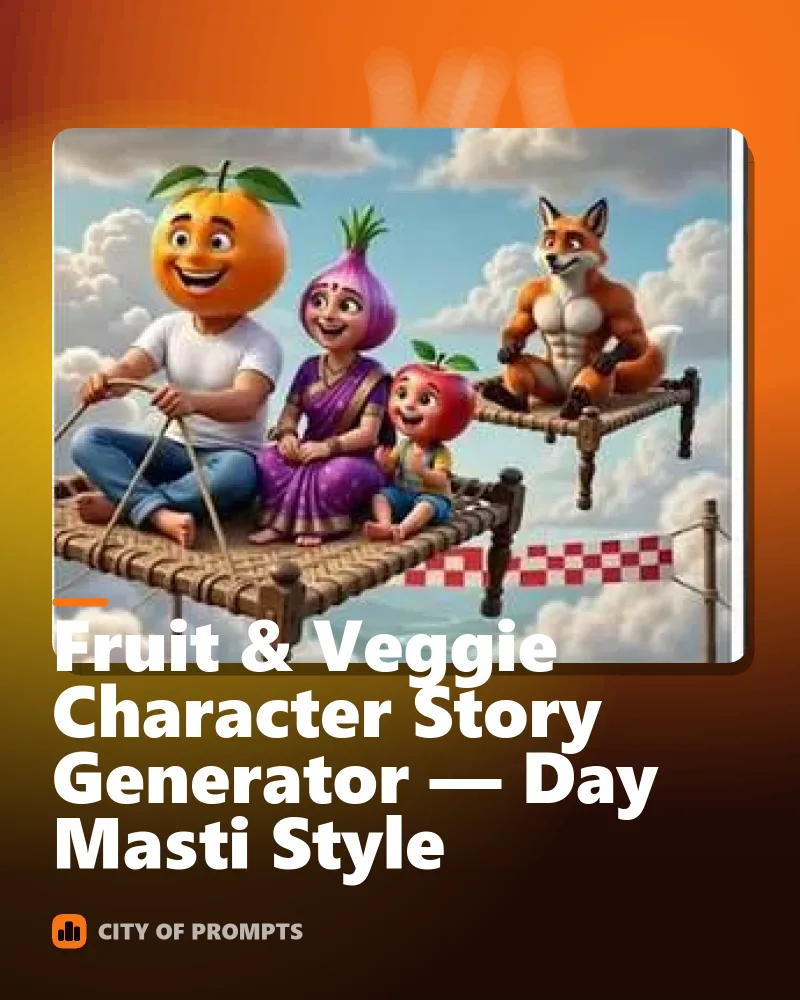Cover image for Fruit & Veggie Character Story Generator — Day Masti Style