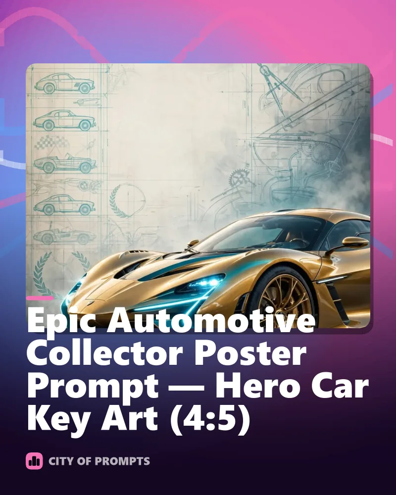 Cover image for Epic Automotive Collector Poster Prompt — Hero Car Key Art (4:5)