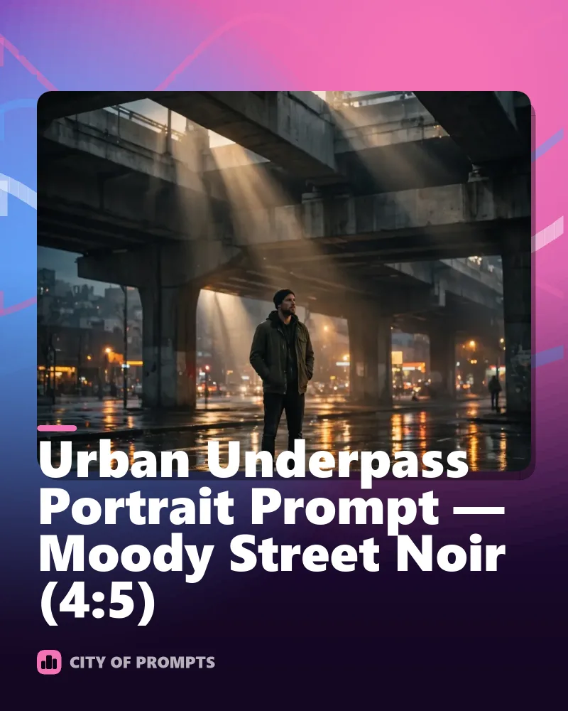 Cover image for Urban Underpass Portrait Prompt — Moody Street Noir (4:5)