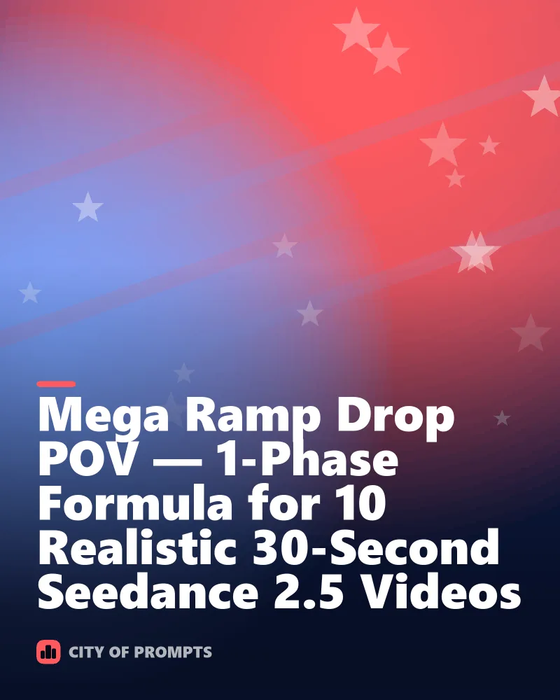Cover image for Mega Ramp Drop POV — 1-Phase Formula for 10 Realistic 30-Second Seedance 2.5 Videos