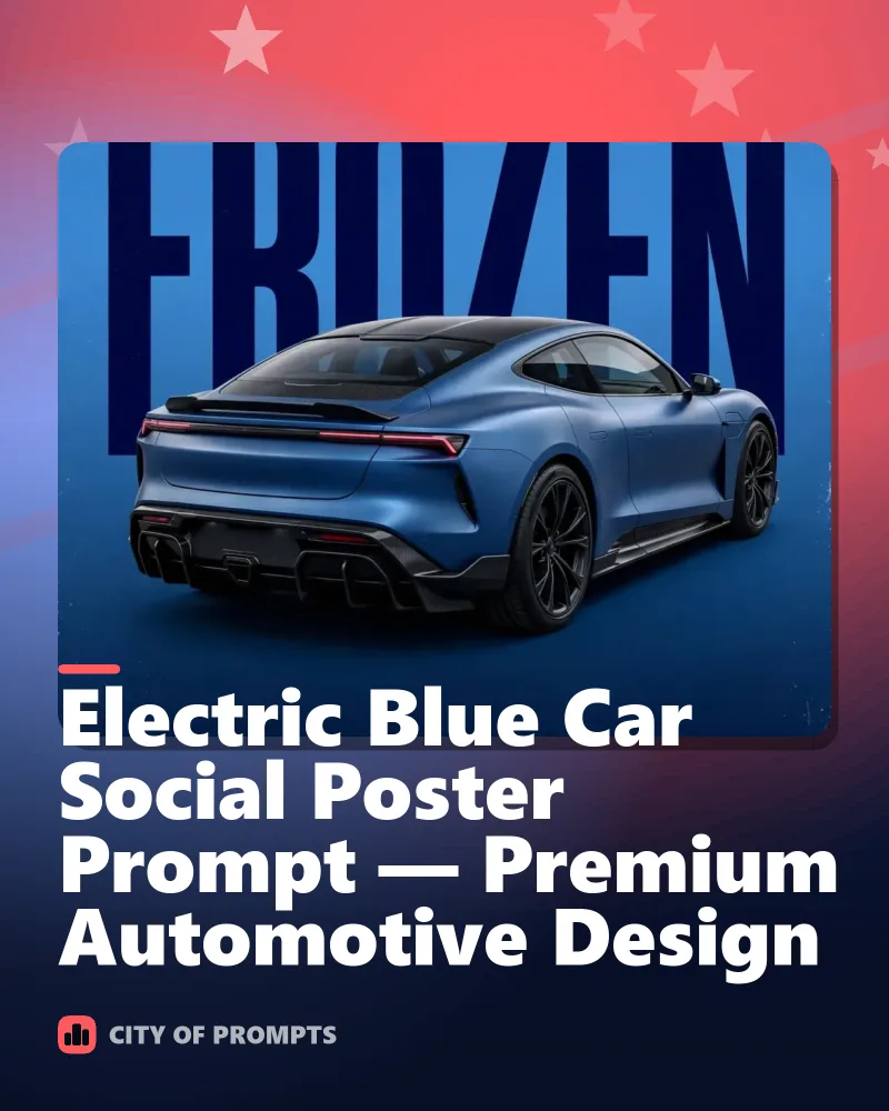 Cover image for Electric Blue Car Social Poster Prompt — Premium Automotive Design
