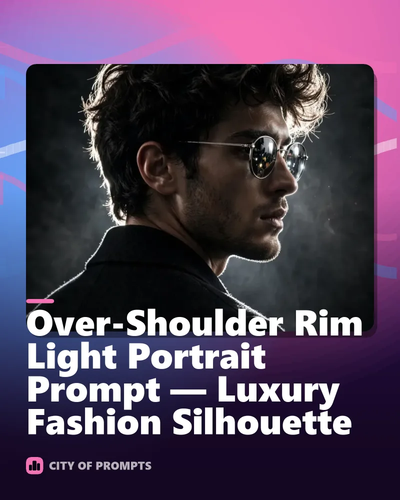 Cover image for Over-Shoulder Rim Light Portrait Prompt — Luxury Fashion Silhouette