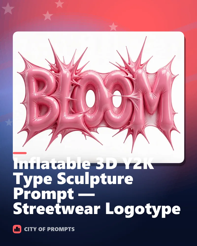 Cover image for Inflatable 3D Y2K Type Sculpture Prompt — Streetwear Logotype