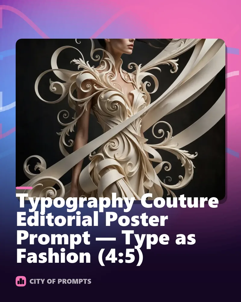 Cover image for Typography Couture Editorial Poster Prompt — Type as Fashion (4:5)