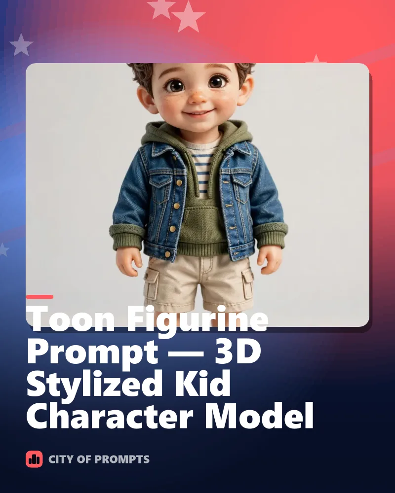 Cover image for Toon Figurine Prompt — 3D Stylized Kid Character Model