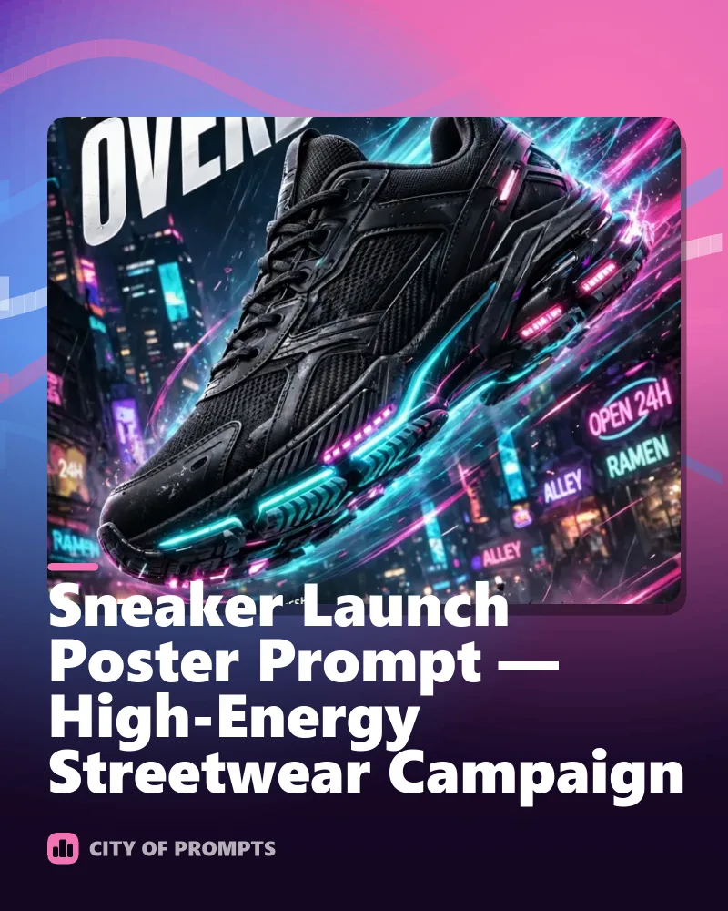 Cover image for Sneaker Launch Poster Prompt — High-Energy Streetwear Campaign