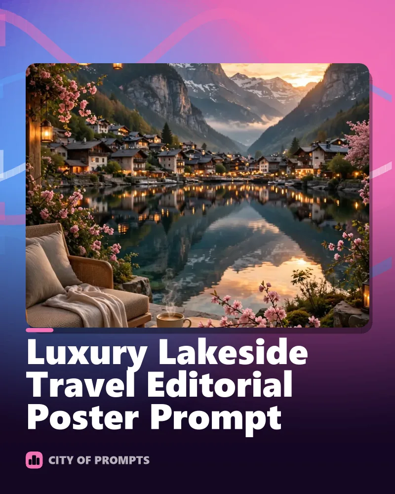 Cover image for Luxury Lakeside Travel Editorial Poster Prompt
