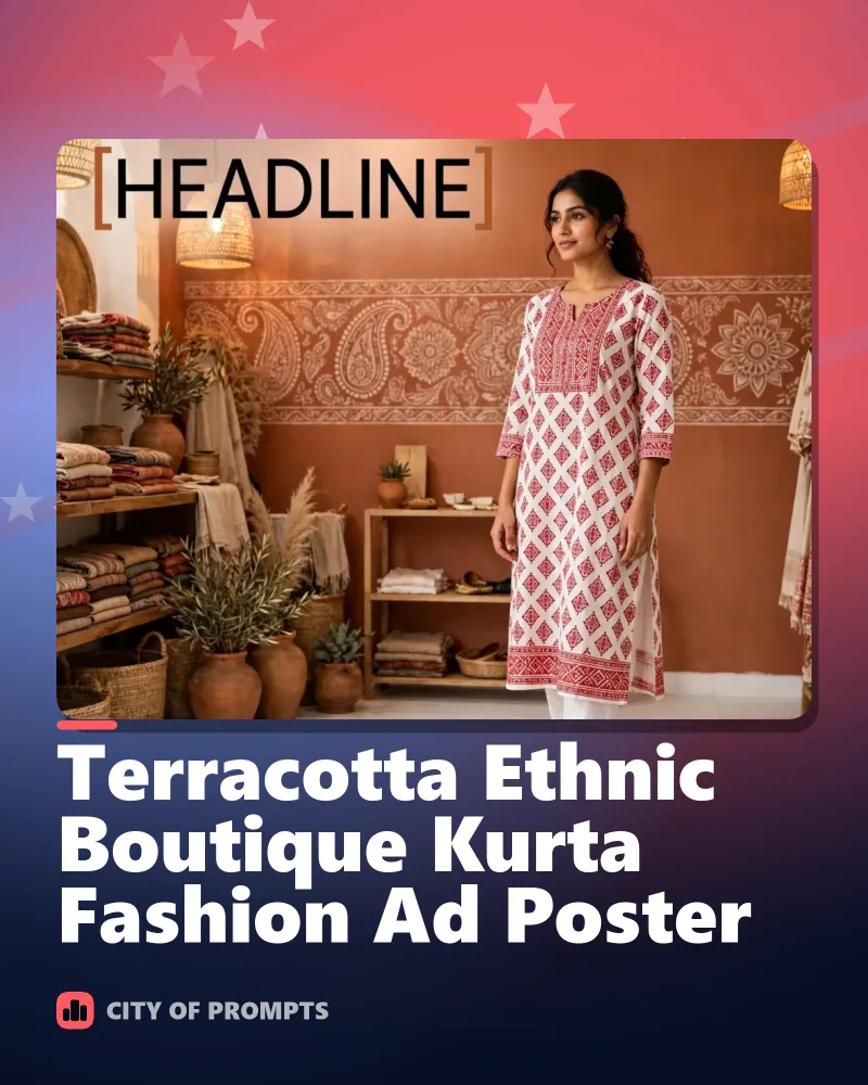 Cover image for Terracotta Ethnic Boutique Kurta Fashion Ad Poster