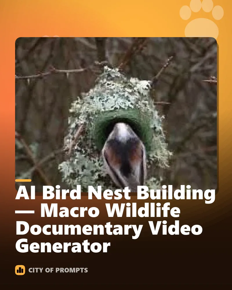 Cover image for AI Bird Nest Building — Macro Wildlife Documentary Video Generator