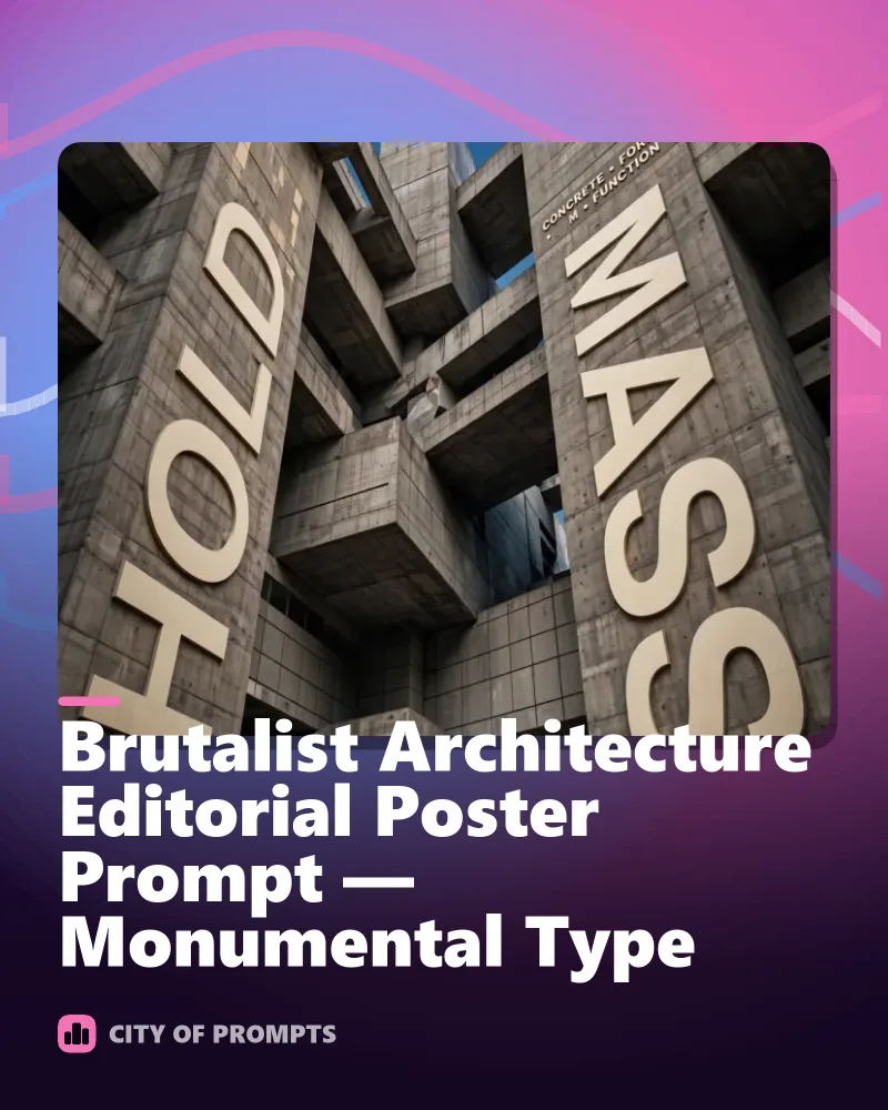 Cover image for Brutalist Architecture Editorial Poster Prompt — Monumental Type