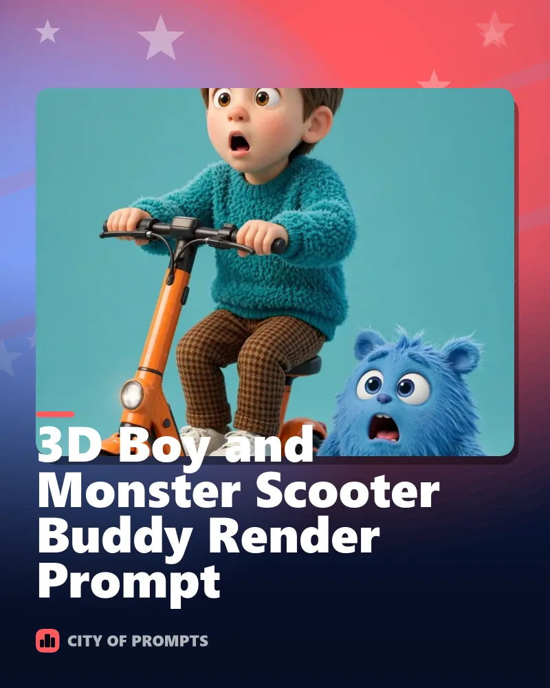 Cover image for 3D Boy and Monster Scooter Buddy Render Prompt