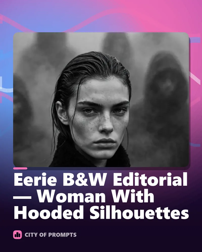 Cover image for Eerie B&W Editorial — Woman With Hooded Silhouettes