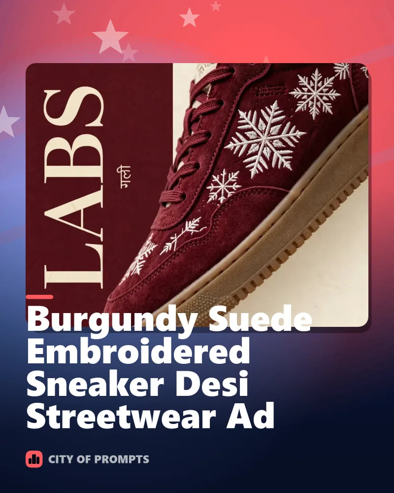 Cover image for Burgundy Suede Embroidered Sneaker Desi Streetwear Ad