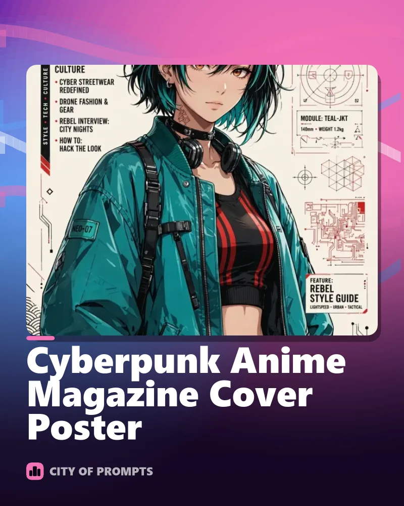 Cover image for Cyberpunk Anime Magazine Cover Poster