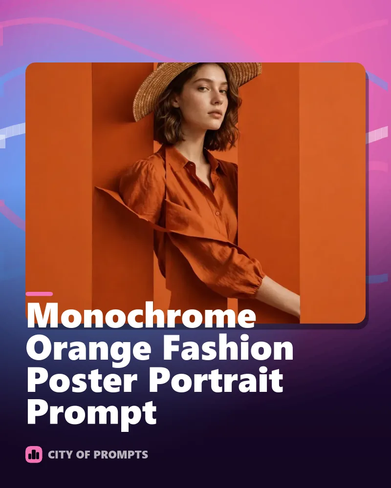 Cover image for Monochrome Orange Fashion Poster Portrait Prompt