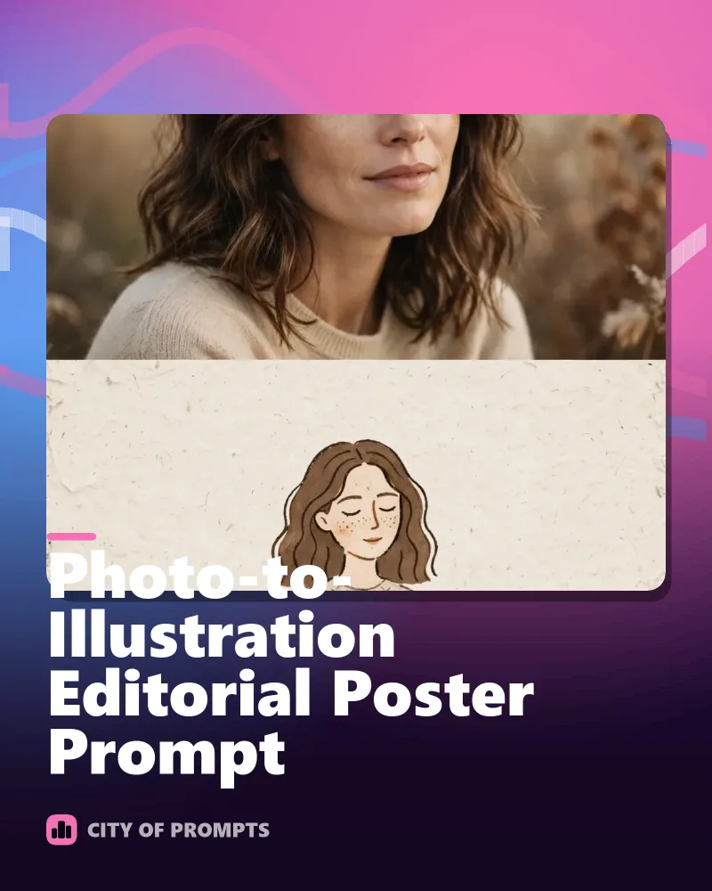 Cover image for Photo-to-Illustration Editorial Poster Prompt
